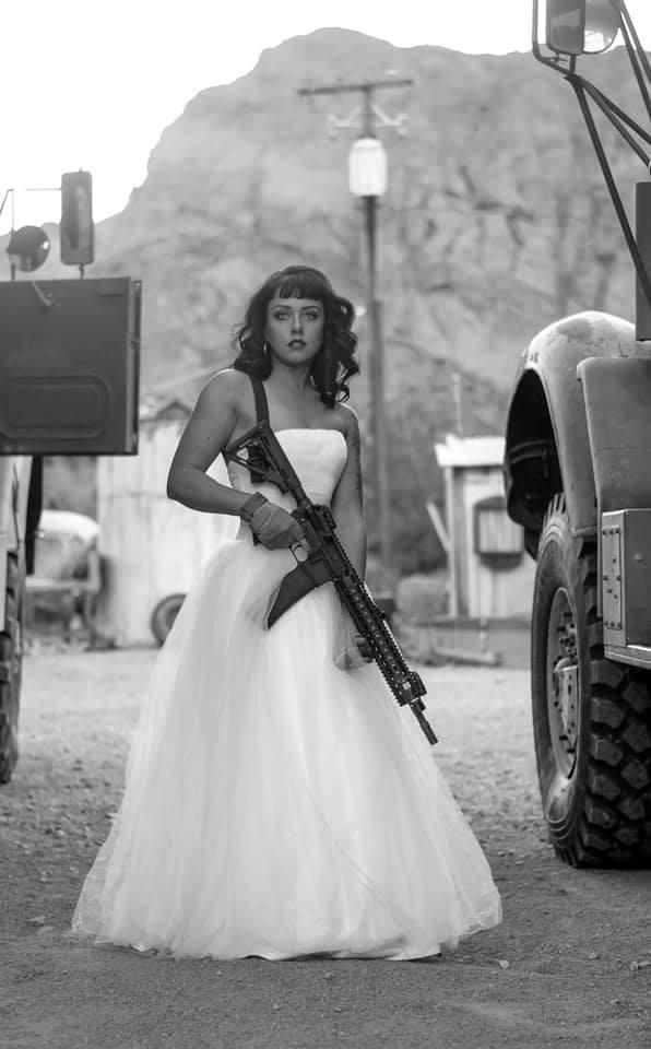 MARRIED LADY WEDDING DRESS RIFLE GUN BADASS CHRISTIAN