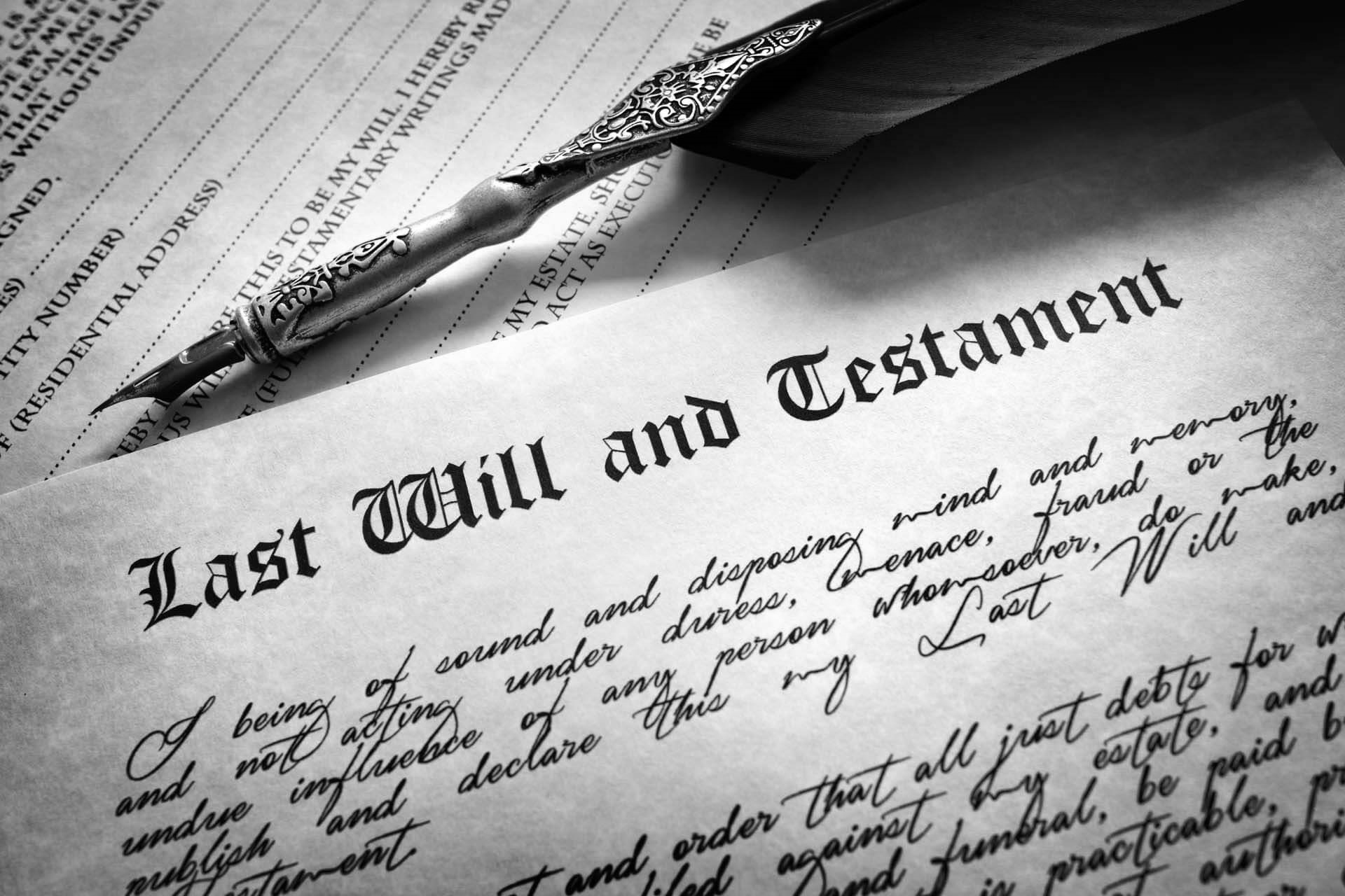 LAST WILL AND TESTAMENT GOTHIC STYLE CLASSY FEATHER OLD VINTAGE BLACK AND WHITE PREMIUM