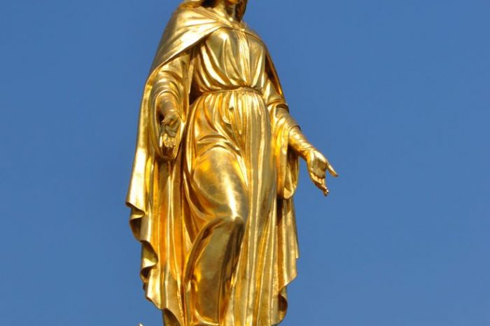 The golden statue of Our Lady in Zagreb (Croatia)